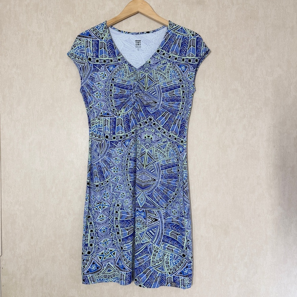Title Nine Women’s Geometric Print Athletic Dress Cap Sleeve Ruched Stretch S